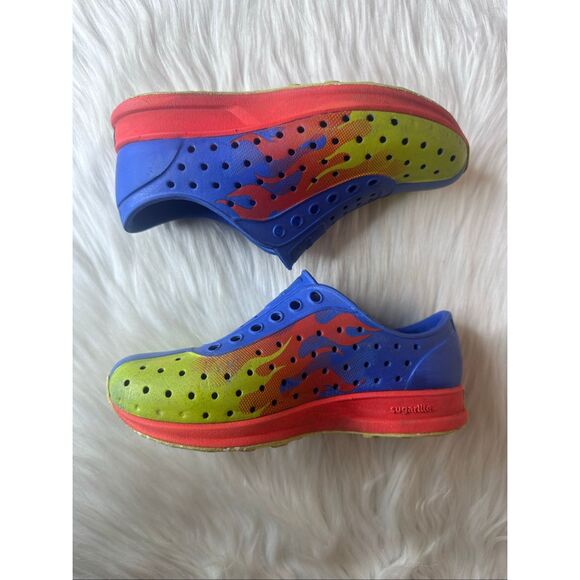 Natives Shoes Kids Robbie Sugarlite Print Chartreuse flame Size C11 - Picture 9 of 11